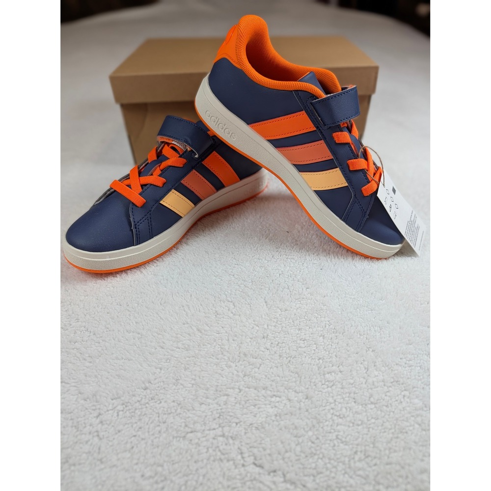Adidas Grand Court Mickey EL K Kids Sneakers Navy Orange JS2345 Size 3 NEW